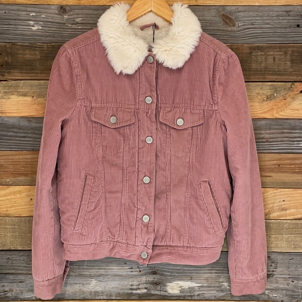 Juniors Pink and Faux Fur Jacket